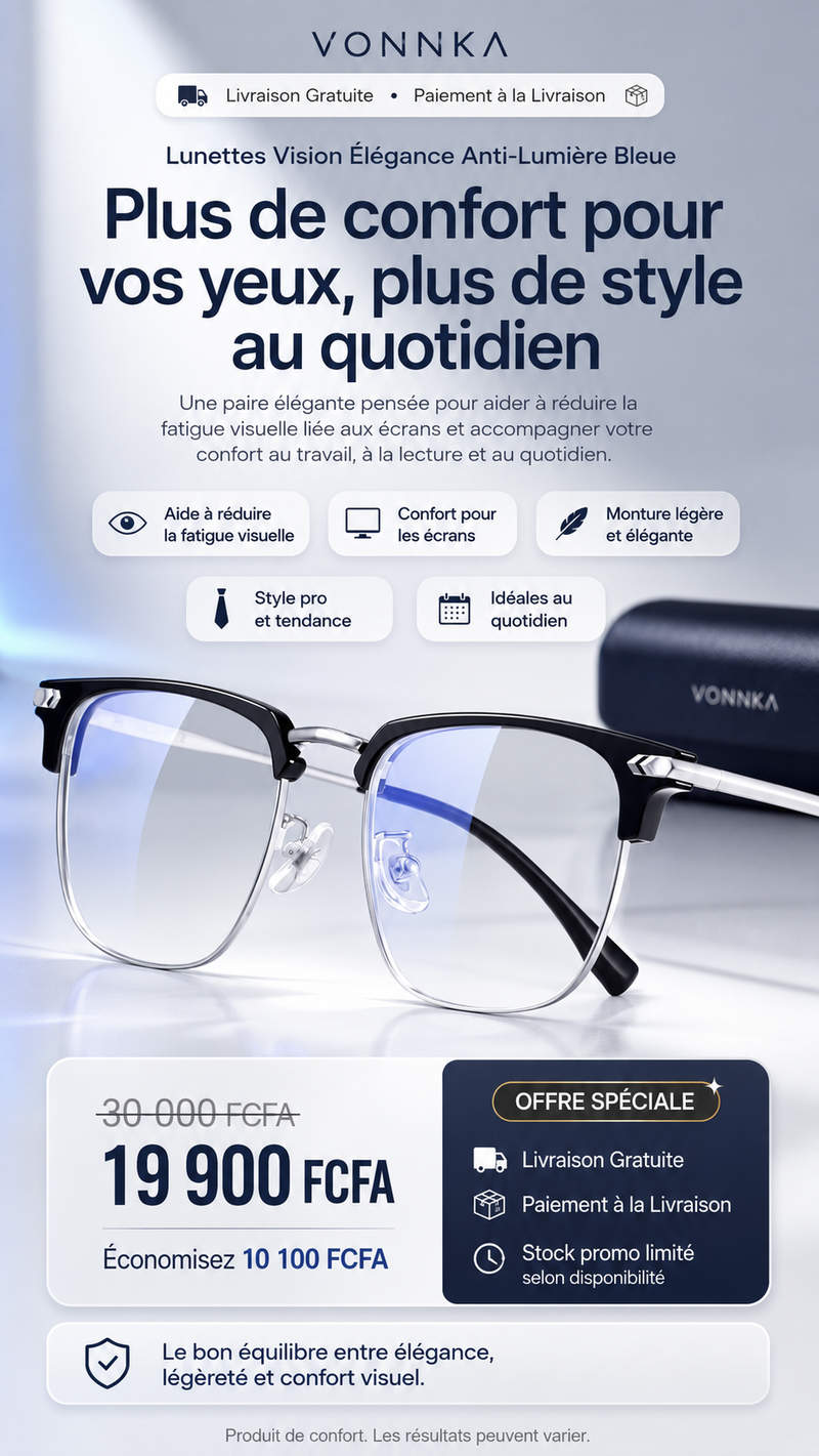 Lunettes Vision Élégance Anti-Lumière Bleue